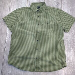 Mountain Hardwear Shirt Mens Large Greenstone Plaid Short Sleeve Button Camp